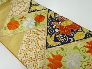 アンティーク 檜垣に花唐草・古典柄模様織出し袋帯(材料)